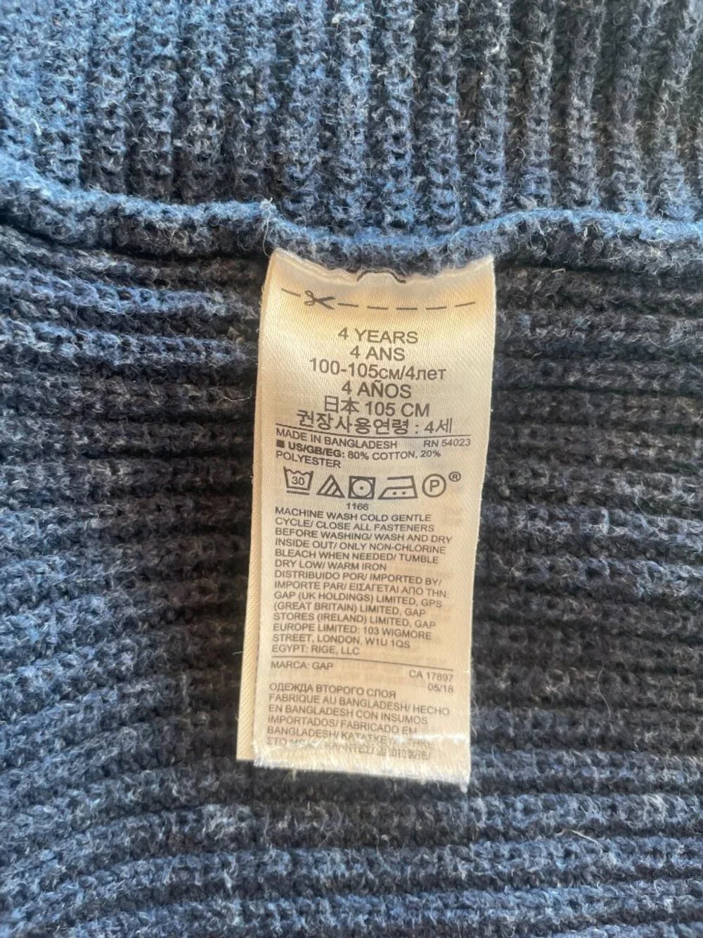 Baby Gap Boys Navy Shawl Collar Cardigan Sweater Size 4T